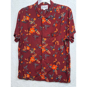Aéropostale The‎ Resort Shirt Floral Hawaiian Short Sleeve Burgundy Men's L